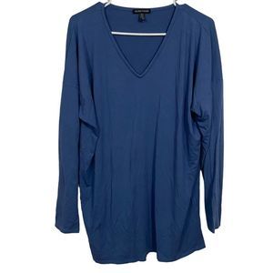 Eileen Fisher Blue V-Neck Long Sleeve T-Shirt